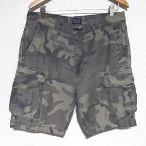 Levi's Camo Cargo Utility Shorts Military Green Brown Mens 34 Baggy Skater
